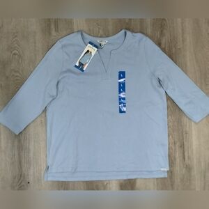 Orvis NEW 3/4 Sleeve Top Large Notch Neck NWT